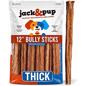 $12.57 – 3-Count 12″ Jack&Pup Thick Bully Sticks for Dogs w/ S&S + Free Shipping w/ Prime or on $35+