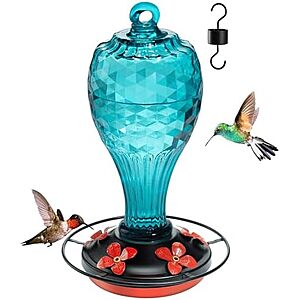 $11.99 – * | 20-Oz Jarkyfine Hanging Glass Hummingbird Feeder at Amazon