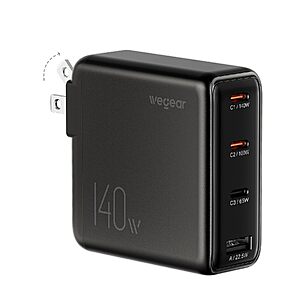$23.99 – 140W 4-Port GaN USB-C Laptop Charger w/ PD 3.1 (Black)  + Free Shipping w/ Prime or on $35+