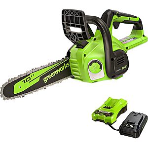 $89.99 – Greenworks 24V 10″ Cordless Compact Chainsaw 2.0Ah Battery and Charger Included