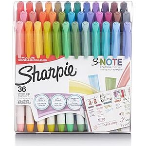 $8.90 – YMMV, SnS, AC * | 36-Ct Sharpie S-Note Chisel Tip Pastel Markers & Highlighters (Assorted Colors) at Amazon