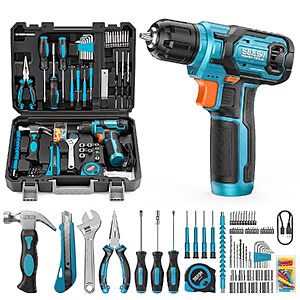 $29.99 – Seesii 108-Piece Cordless Drill Home Tool Kit w/ 12Nm Torque & 2000mAh Battery + Free Shipping w/ Prime or on $35+