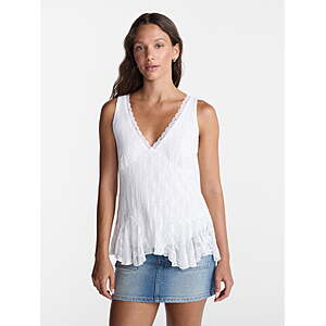 $3.48 – No Boundaries Lace Godet Tank Top (Winter White), Women’s Sizes XXS, M-XXL