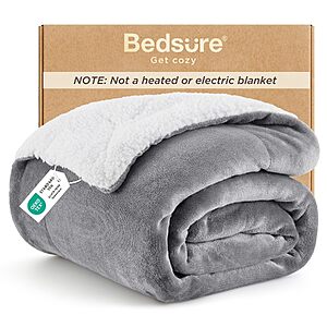 $10.19 – Bedsure 50″x60″ GentleSoft Sherpa Fleece Throw Blanket (Grey) – + Free Shipping w/ Prime or on $35+