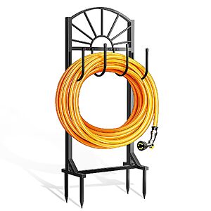 $8.79 – Freestanding Metal Garden Hose Holder Stand w/ 4 Hooks (Black) –  + Free Shipping w/ Prime or on $35