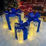 $16.99 – 3-Piece Purtuemy 140-LED Lighted Christmas Gift Box Decorations for Indoor/Outdoor Use (Blue/Warm White) –  + Free Shipping w/ Prime or on $35+